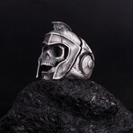 Greek Warrior Skull Ring // Oxidized Silver (9)