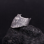Unique Owl Ring // Oxidized Silver (5.5)