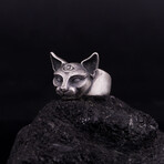 Cat with 3rd Eye Ring // Oxidized Silver (7)