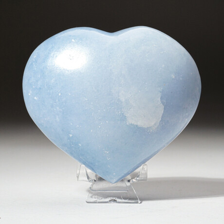 Genuine Polished Blue Calcite Heart With Acrylic Display Stand