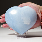 Genuine Polished Blue Calcite Heart With Acrylic Display Stand