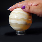 Genuine Polished Top Quality Honey Banded Onyx Sphere with acrylic display stand