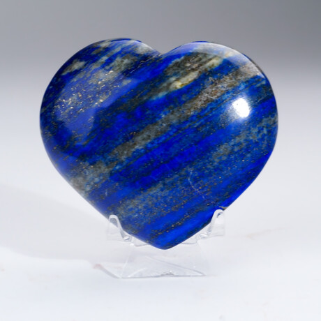 Genuine Polished Lapis Lazuli Heart With Acrylic Display Stand // V3