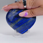 Genuine Polished Lapis Lazuli Heart With Acrylic Display Stand // V3