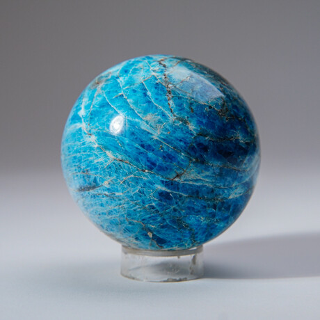 Genuine Polished Blue Apatite Sphere With Acrylic Display Stand