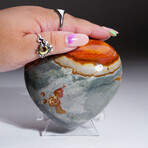 Genuine Polished Polychrome Jasper Heart With Acrylic Display Stand