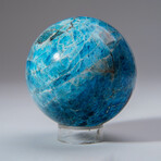 Genuine Polished Blue Apatite Sphere With Acrylic Display Stand