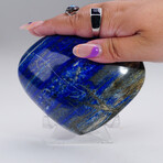 Genuine Polished Lapis Lazuli Heart With Acrylic Display Stand // V2