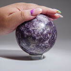 Genuine Polished Lepidolite Sphere With Acrylic Display Stand