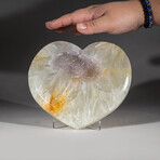 Genuine Polished Druzy Agate Heart with Acrylic Display Stand