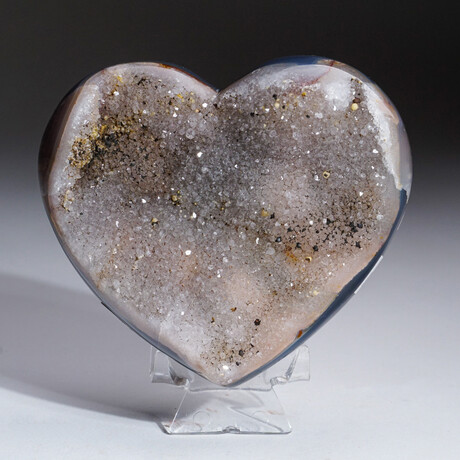 Genuine Crystal Clustered Heart With Acrylic Display Stand