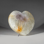 Genuine Polished Druzy Agate Heart with Acrylic Display Stand