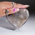Genuine Crystal Clustered Heart With Acrylic Display Stand