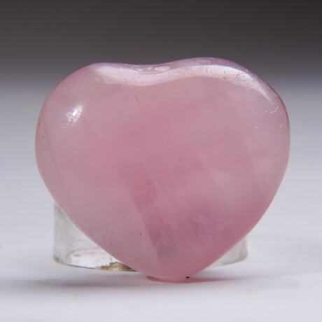 Genuine Polished Rose Quartz Heart with velvet pouch V.4