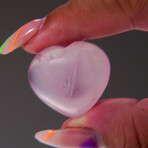 Genuine Polished Rose Quartz Heart with velvet pouch V.5