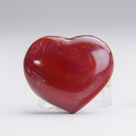 Genuine Polished Petrified Wood Heart With Velvet Pouch