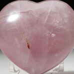 Genuine Polished Rose Quartz Heart With Acrylic Display Stand