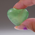 Genuine Polished Green Fluorite Heart With Velvet Pouch