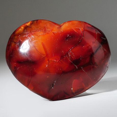 Genuine Polished Carnelian Heart With Acrylic Display Stand