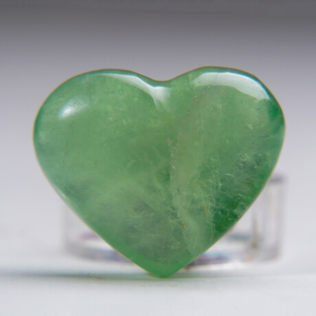 Genuine Polished Green Fluorite Heart With Velvet Pouch