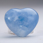 Genuine Polished Blue Calcite Heart With Velvet Pouch