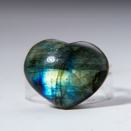 Genuine Polished Labradorite Heart With Velvet Pouch