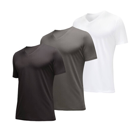 Essential V-Neck T-Shirt // 3-Pack // Heather: Gotham + Bright White + Charcoal (XS)