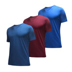 Essential V-Neck T-Shirt // 3-Pack // Heather: Midnight Navy + Classic Blue + Oxblood (XL)