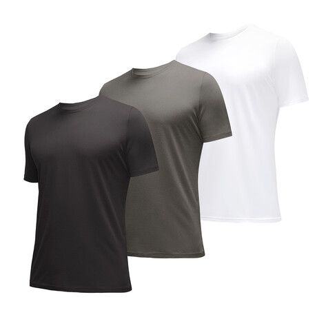 Essential Crew Neck T-Shirt // 3-Pack // Heather: Gotham + Bright White + Charcoal (XS)