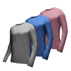 Essential Long Sleeve Crew Neck T-Shirt // 3-Pack // Heather: Dark Slate + Classic Blue + Redwood (S)