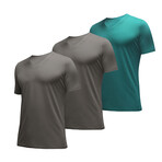 Essential V-Neck T-Shirt // 3-Pack // Heather: Charcoal + Charcoal + Hunter (XS)