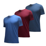 Essential Crew Neck T-Shirt // 3-Pack // Heather: Midnight Navy + Classic Blue + Oxblood (M)