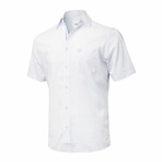 Agen Short Sleeve Button Down Shirt // White + Blue Dot (M)