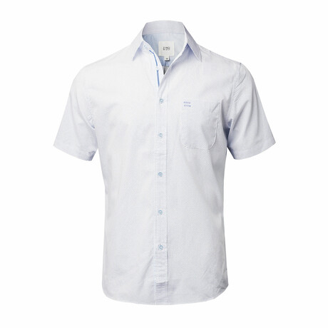 Agen Short Sleeve Button Down Shirt // White + Blue Dot (S)