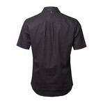 Calais Short Sleeve Button Down Shirt // Black + Rose (M)