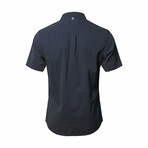 Caen Short Sleeve Button Down Shirt // Navy + White Dot (XL)