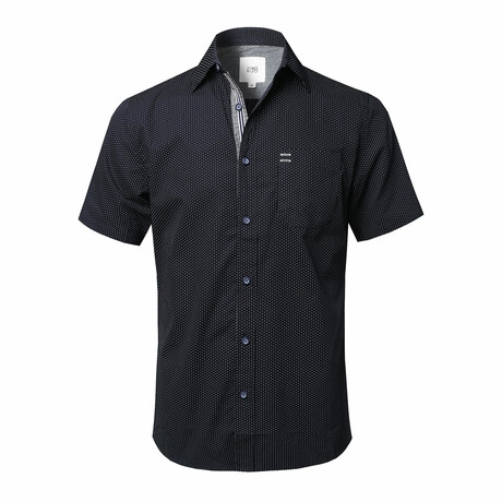 Entretat Short Sleeve Button Down Shirt // Navy + White Dot (S)