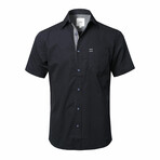 Entretat Short Sleeve Button Down Shirt // Navy + White Dot (M)