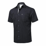 Entretat Short Sleeve Button Down Shirt // Navy + White Dot (M)
