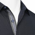 Entretat Short Sleeve Button Down Shirt // Navy + White Dot (M)