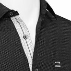 Brive La Gailade Short Sleeve Button Down Shirt // Black + White Dot (S)