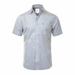 Vauvert Short Sleeve Button Down Shirt // White + Blue (S)