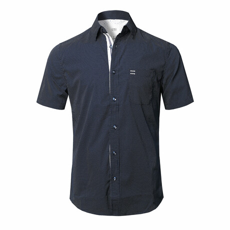 Macon Short Sleeve Button Down Shirt // Navy (S)