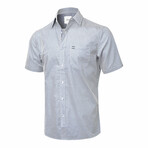 Vauvert Short Sleeve Button Down Shirt // White + Blue (S)