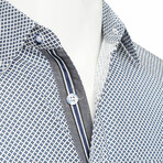 Vauvert Short Sleeve Button Down Shirt // White + Blue (S)