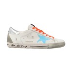 Super-Star Distressed Lace-Up Trainers // White + Multicolor (US: 6)