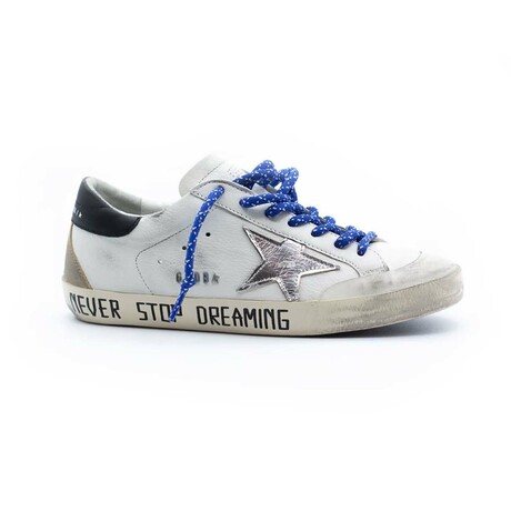 Urban Super-Star Distressed Lace-Up Trainers // White + Multicolor (US: 10.5)