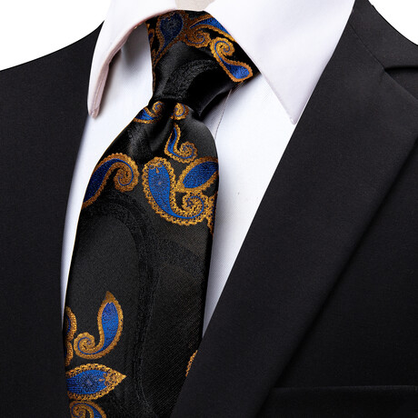 Aegon Handmade Silk Tie // Black + Blue