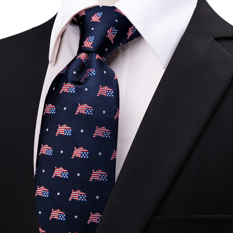 Liberty Handmade Silk Tie // Navy + Red
