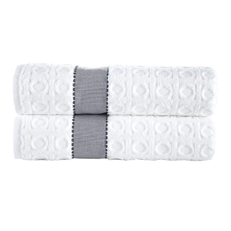 Circle in Square //  Bath Sheets // Set of 2 (White)